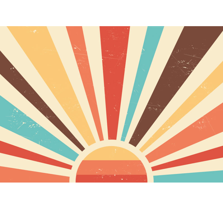 Papier peint vintage graphique coucher de soleil abstrait - TenStickers