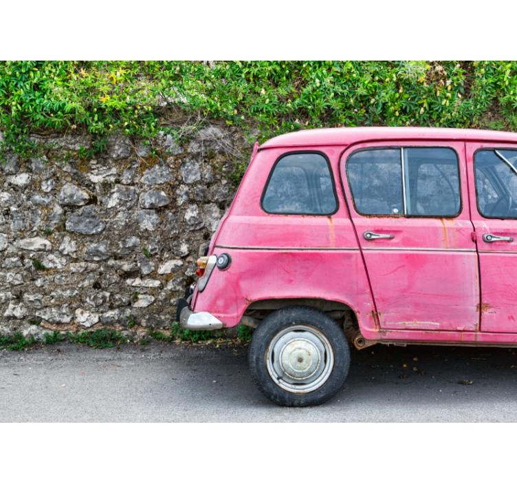 Tapisserie véhicules voiture rose vintage - TenStickers