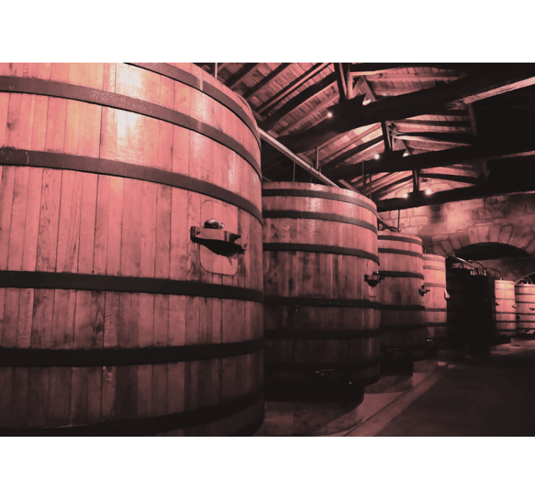 Tapisserie pierre rangement tonneau en bois - TenStickers