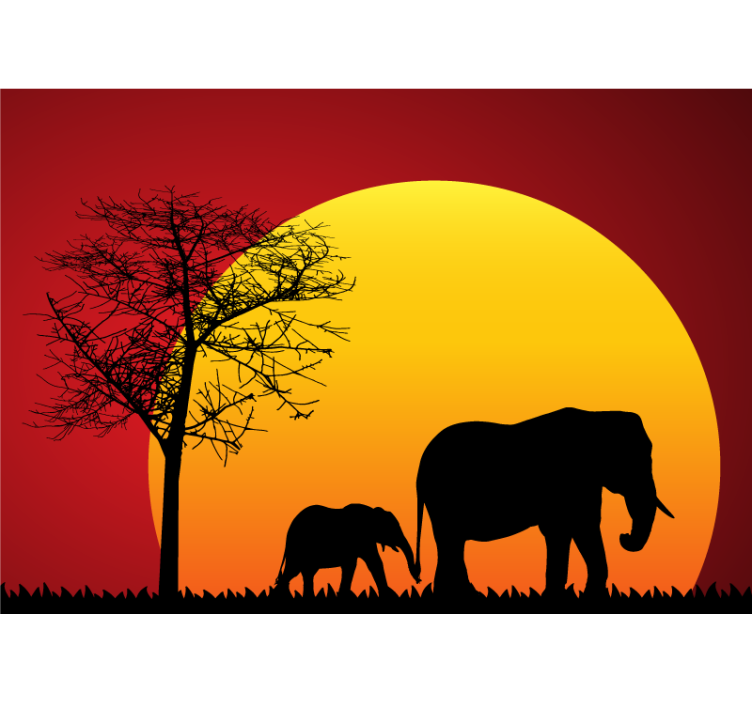 Papier peint mural Afrique Coucher de soleil de la savane - TenStickers