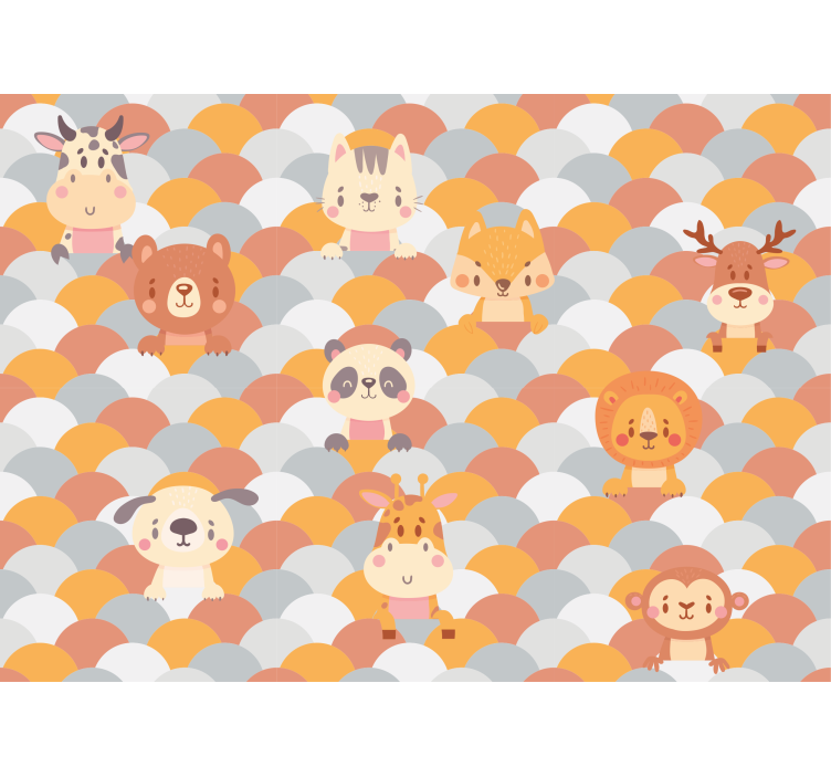 Tapisserie murale animaux visages d'animaux mignons - TenStickers