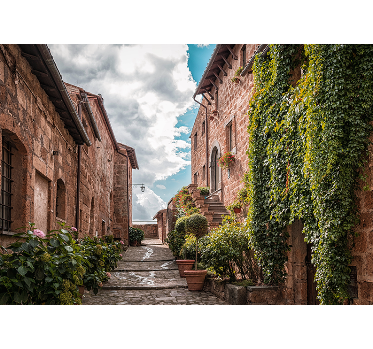 Tapisserie ville charmante rue italienne - TenStickers