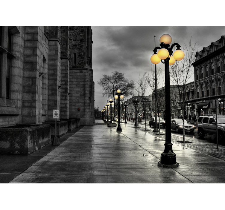 Tapisserie ville scène nocturne urbaine - TenStickers