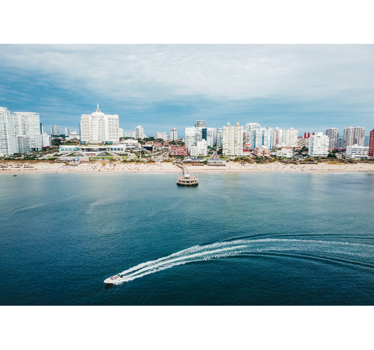 Tapisserie ville vue côtière - TenStickers