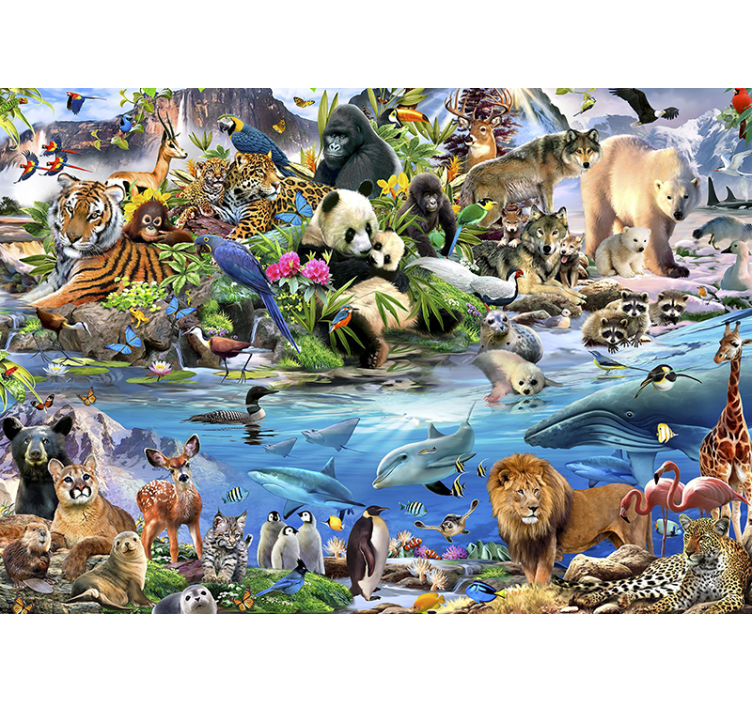 Papier peint mural d'animaux Toutes sortes d'animaux - TenStickers