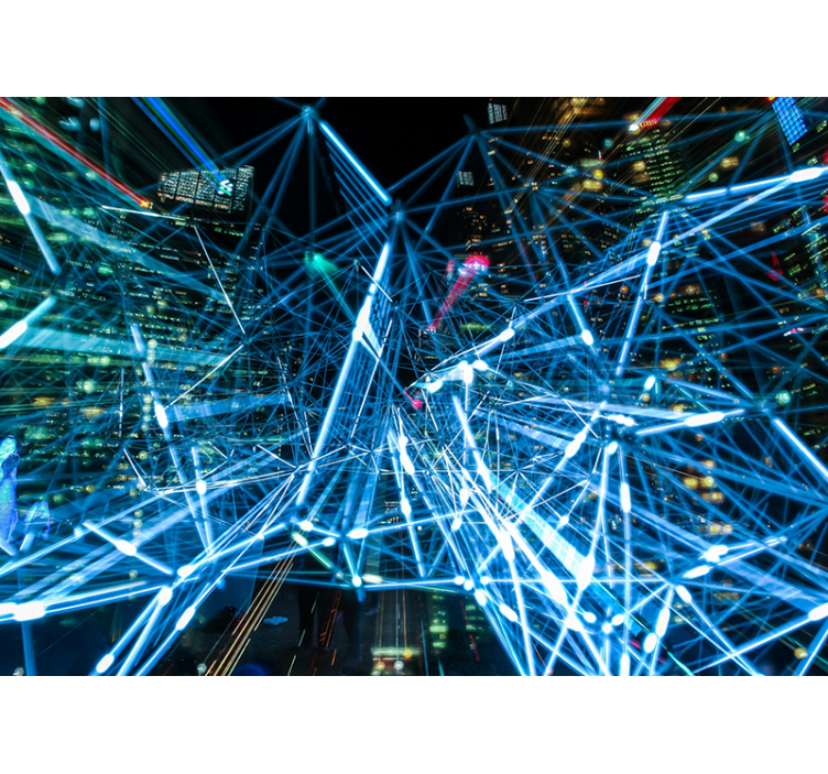 Tapisserie murale abstraite inspiré du réseau numérique - TenStickers