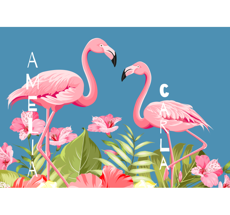 Papier peint mural d'animaux Flamants roses avec fond bleu - TenStickers