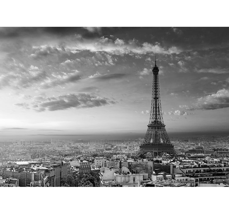 Papier peint paris Tour eiffel noir et blanc - TenStickers
