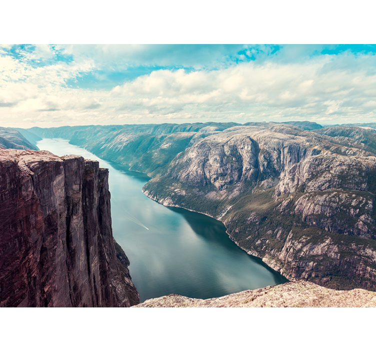 Tapisserie murale paysage grand fjord en perspective - TenStickers