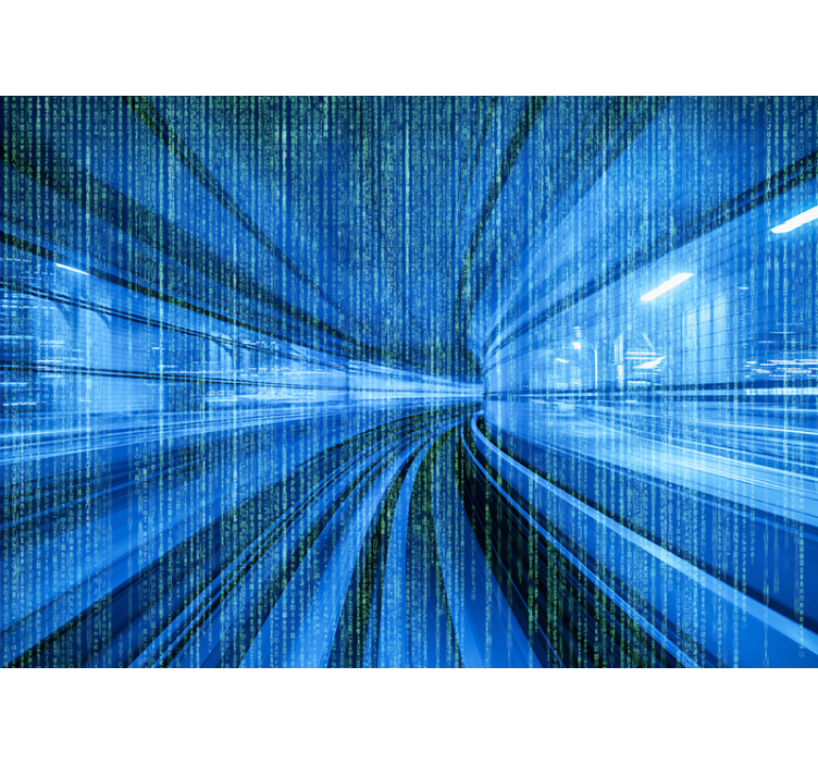 Tapisserie murale abstraite flux numérique dynamique - TenStickers
