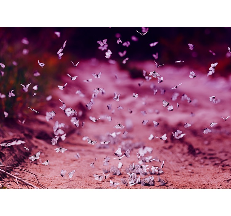 Tapisserie fleur délicate danse des papillons - TenStickers