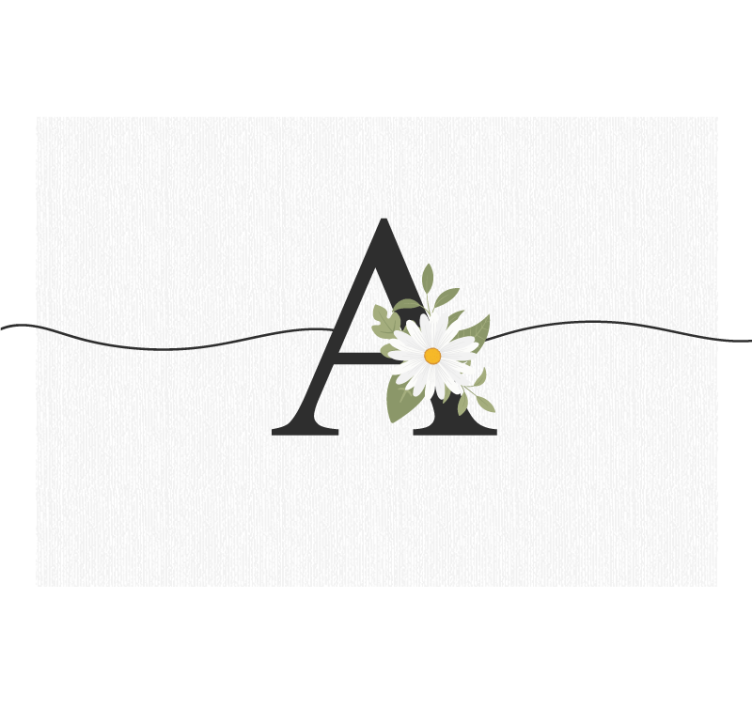 Papier peint mural de fleurs Marguerite initiale personnalisée - TenStickers