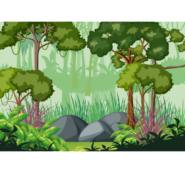 Tapisserie jungle paysage de feuillage vibrant - TenStickers