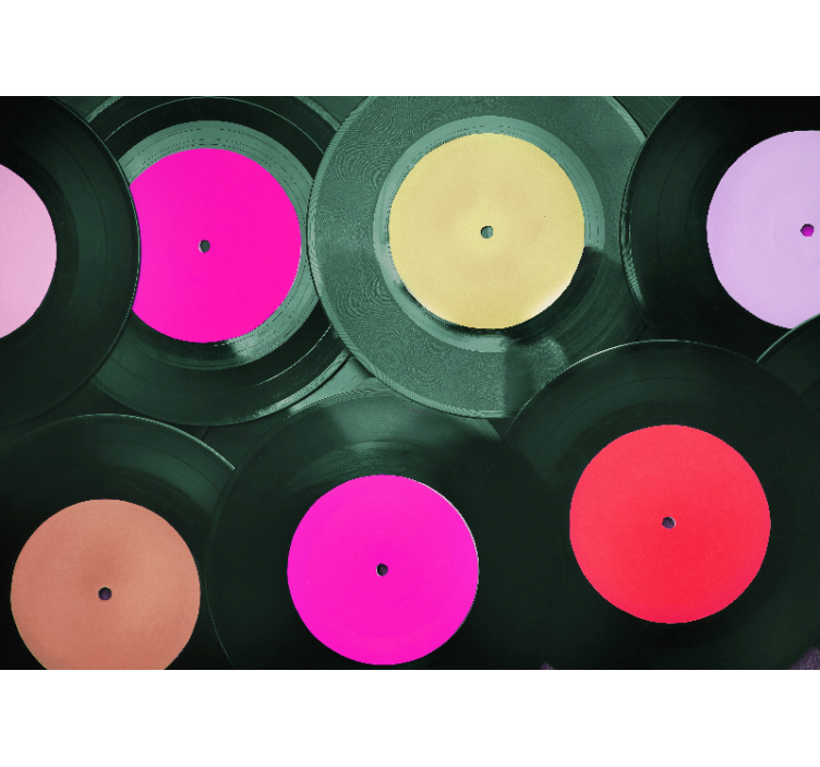Tapisserie musique vinyles en cluster - TenStickers