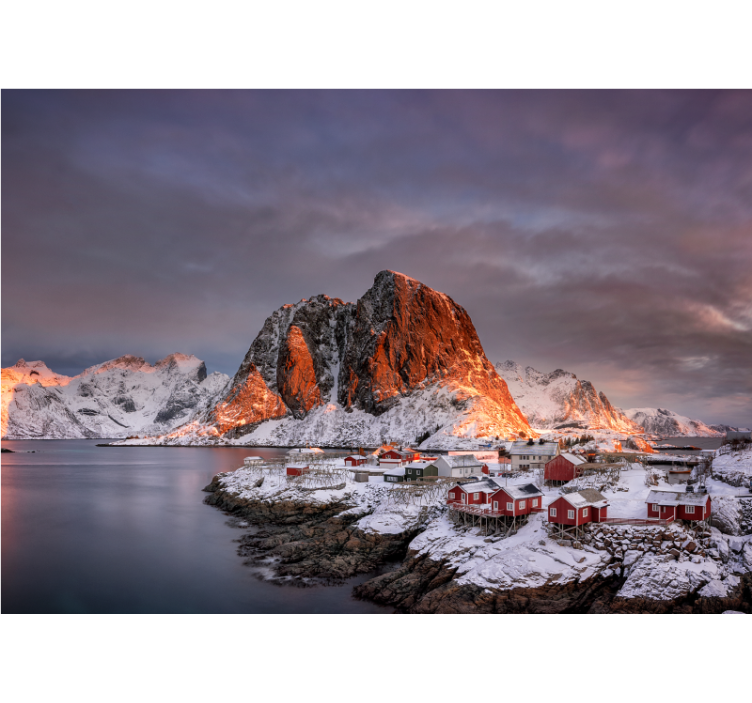 Tapisserie montagne crépuscule enneigé - TenStickers