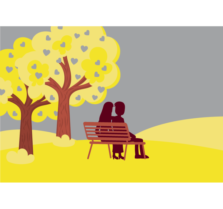Tapisserie murale amour silhouette de couple romantique - TenStickers