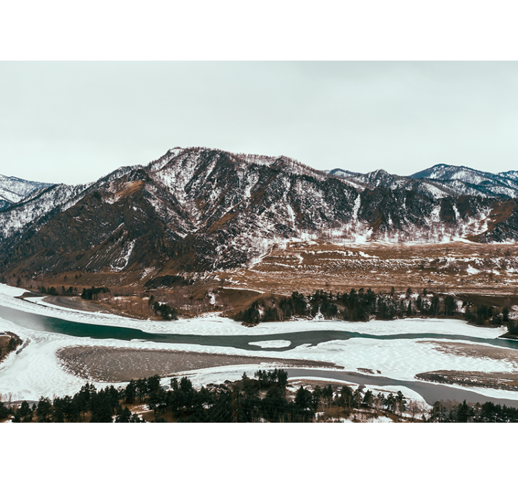 Papier peint bureau Sommet de la montagne enneigée - TenStickers