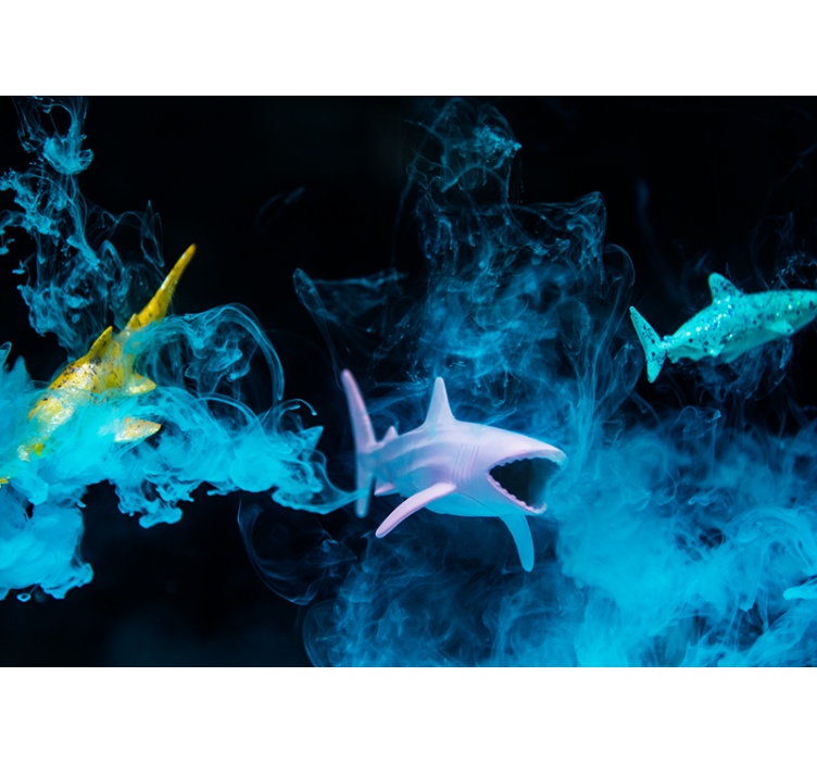 Tapisserie murale animaux illustration de requin coloré - TenStickers