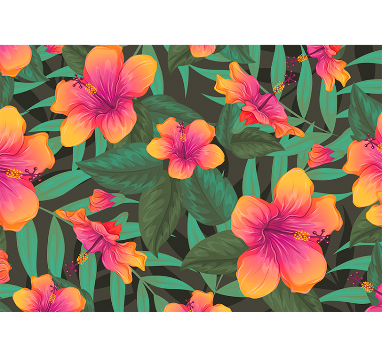 Tapisserie fleur fleurs d'hibiscus vibrantes - TenStickers