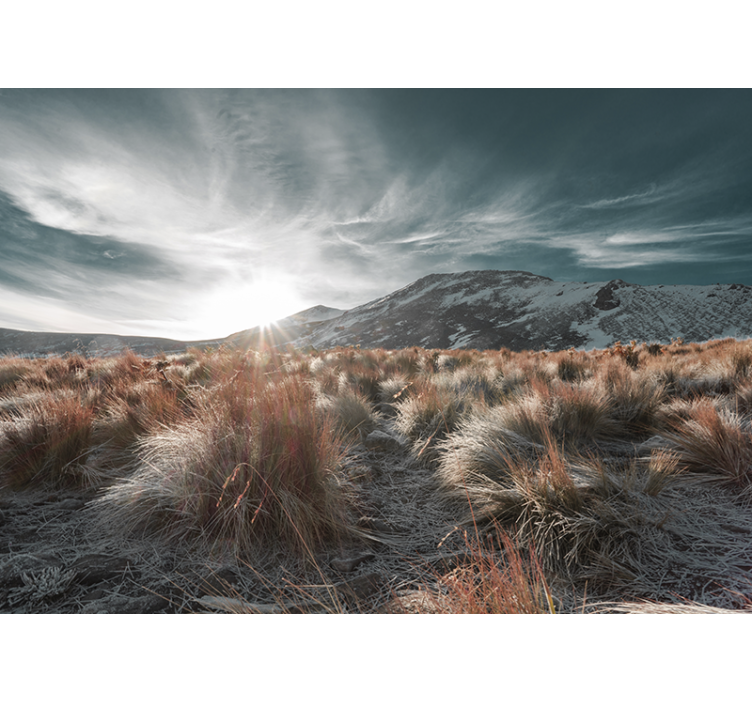 Tapisserie murale paysage lever de soleil en montagne - TenStickers