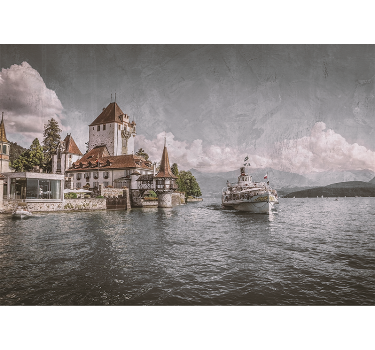 Papier peint mural Maison classique et bateau - TenStickers