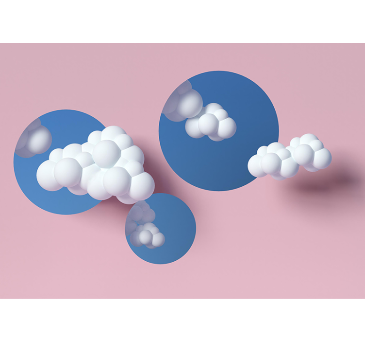Papier peint enfant Nuages blancs et fond rose - TenStickers