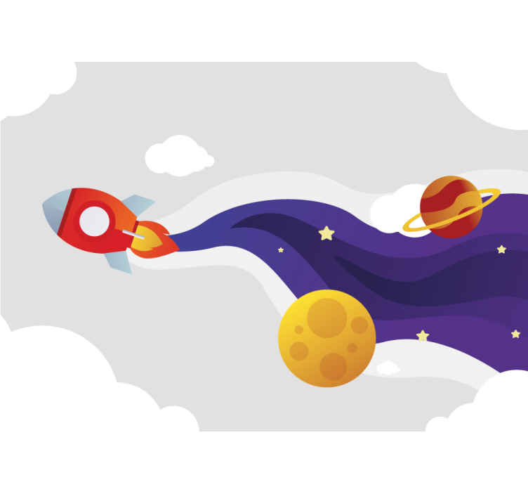 Tapisserie fantaisie vaisseaux et corps célestes - TenStickers