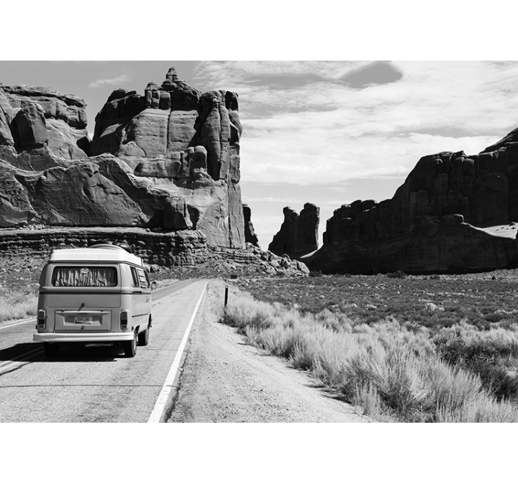 Papier peint mural desert Paysage en niveaux de gris - TenStickers