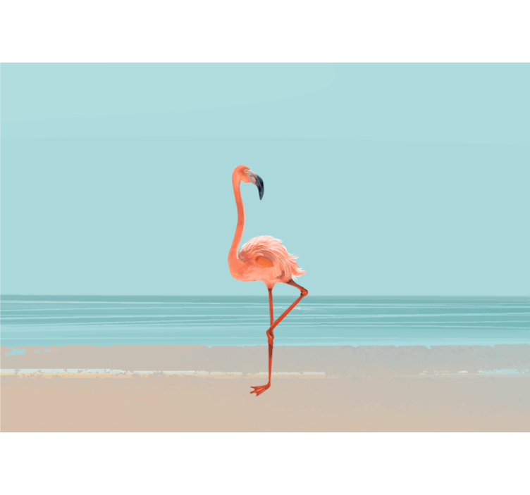 Papier peint salon Image de flamant rose sur le sable - TenStickers