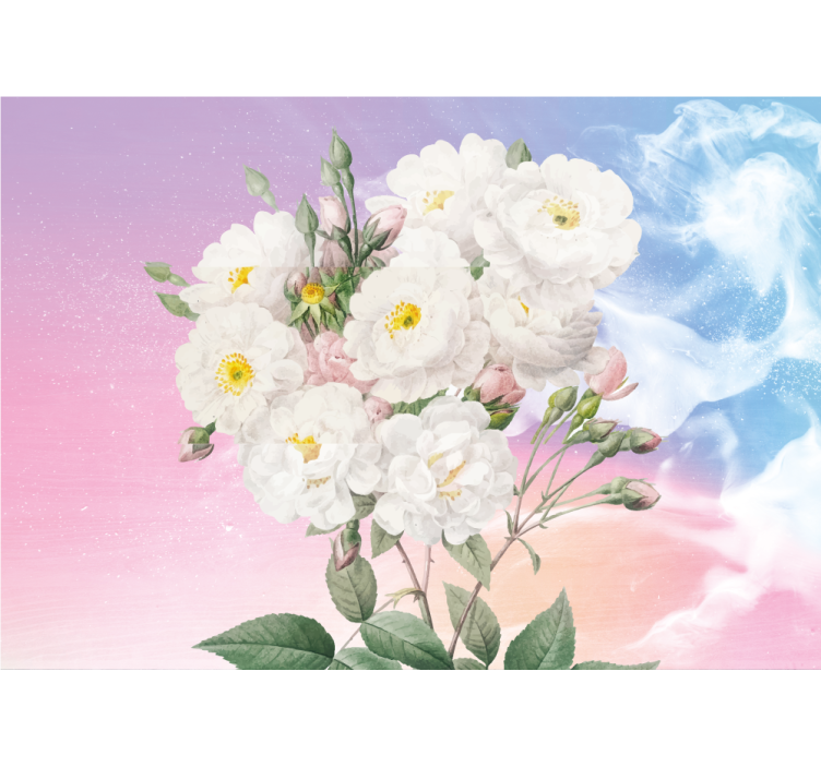 Tapisserie fleur arrangement floral blanc - TenStickers