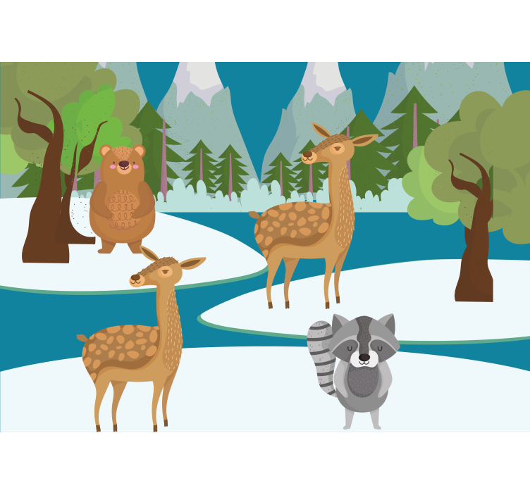 Tapisserie chambre enfant scène d'animaux forestiers - TenStickers