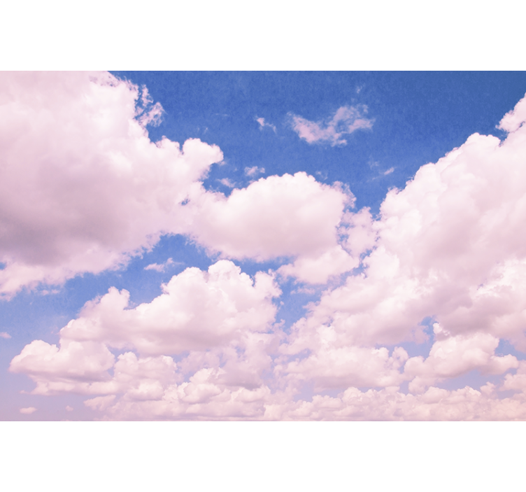 Tapisserie ciel nuages roses duveteux - TenStickers