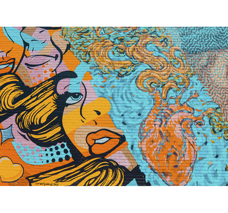 Papier peint mural art urbain Graffiti de visage de femme - TenStickers