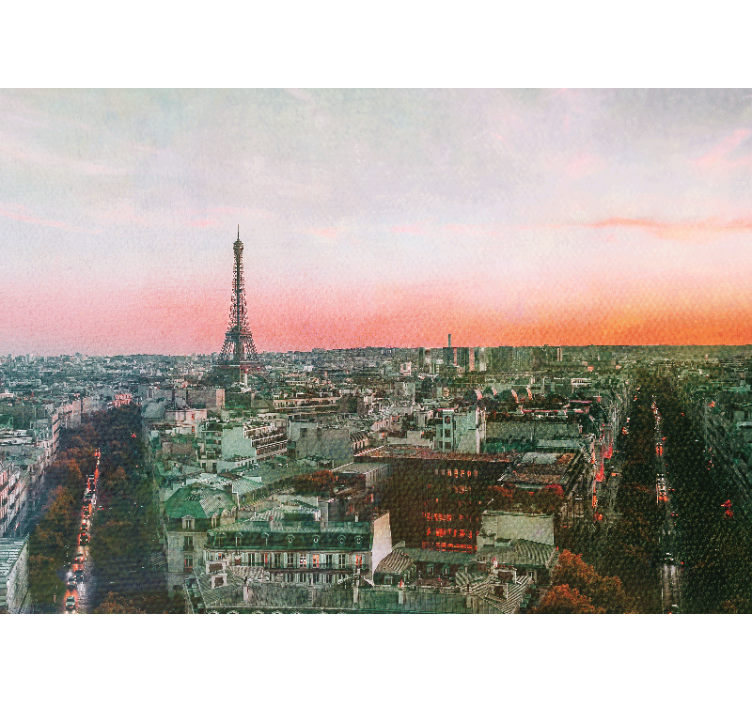 Tapisserie paris coucher de soleil sur la tour eiffel - TenStickers