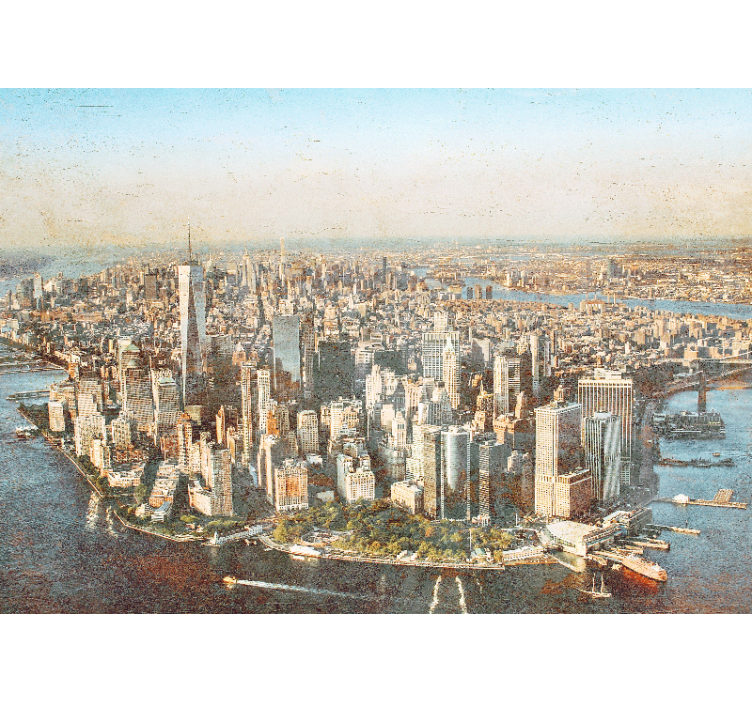 Tapisserie ville vue aérienne de manhattan - TenStickers