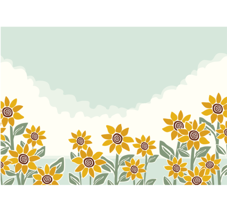 Tapisserie fleur scène de jardin de tournesols - TenStickers
