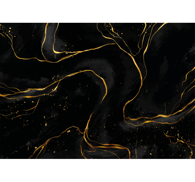 Papier peint salon Marbre noir et doré - TenStickers