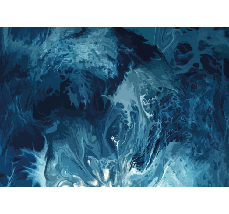 Papier peint salle de bain Vagues d'aquarelle de tons bleus - TenStickers