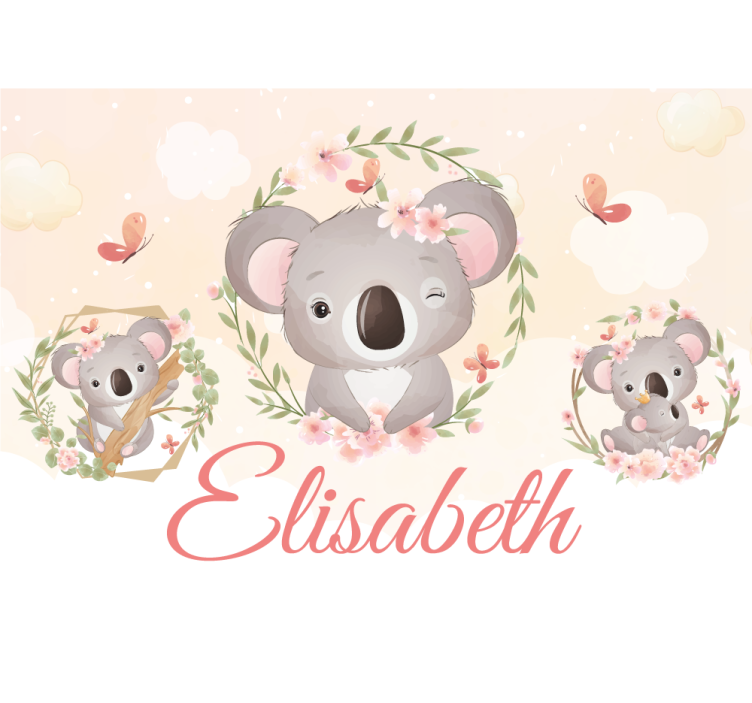 Papier peint enfant Animaux mignons koala avec nom - TenStickers