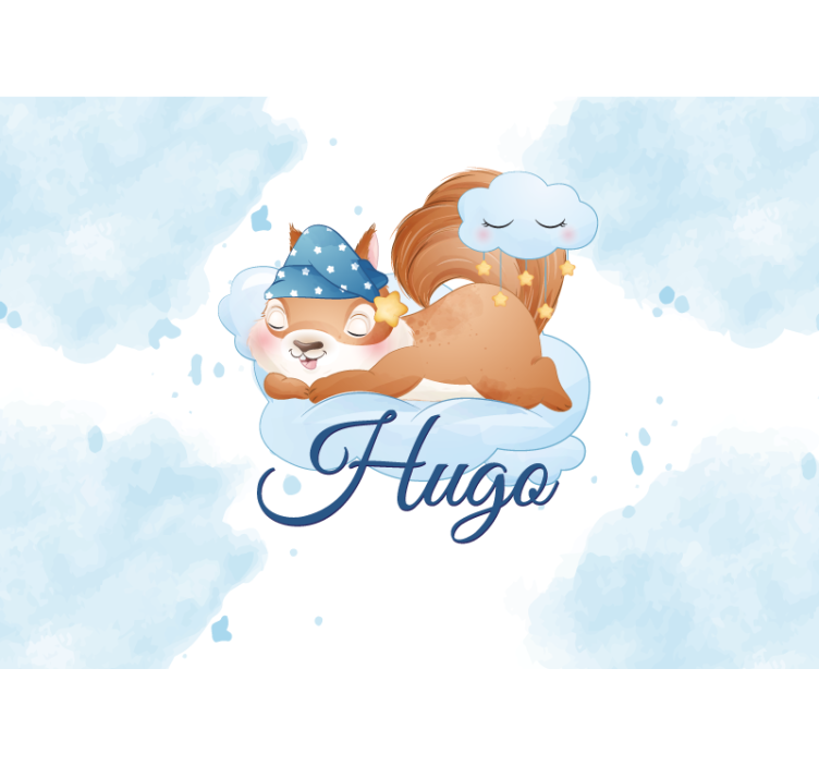 Tapisserie chambre bébé rêves de l'écureuil endormi - TenStickers