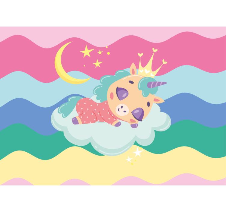 Tapisserie personnalisé licorne endormie fantasy - TenStickers