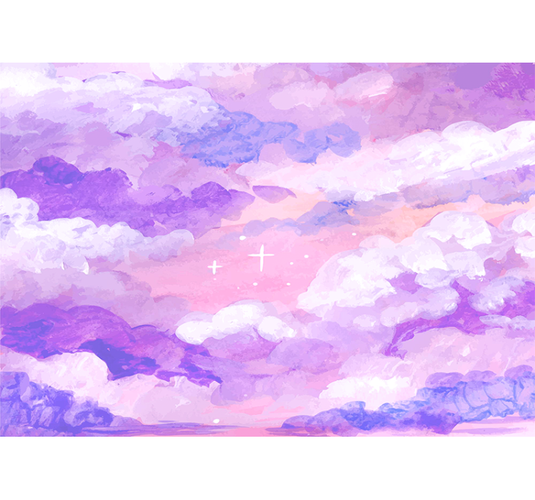 Tapisserie ciel nuages violets doux - TenStickers