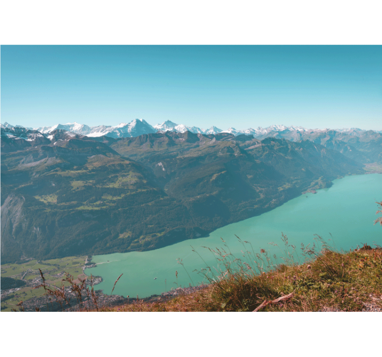 Tapisserie murale paysage vue sur lac alpin - TenStickers