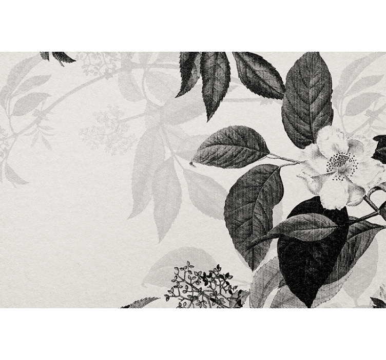 Papier peint mural de fleurs Feuilles peintes en noir et blanc - TenStickers
