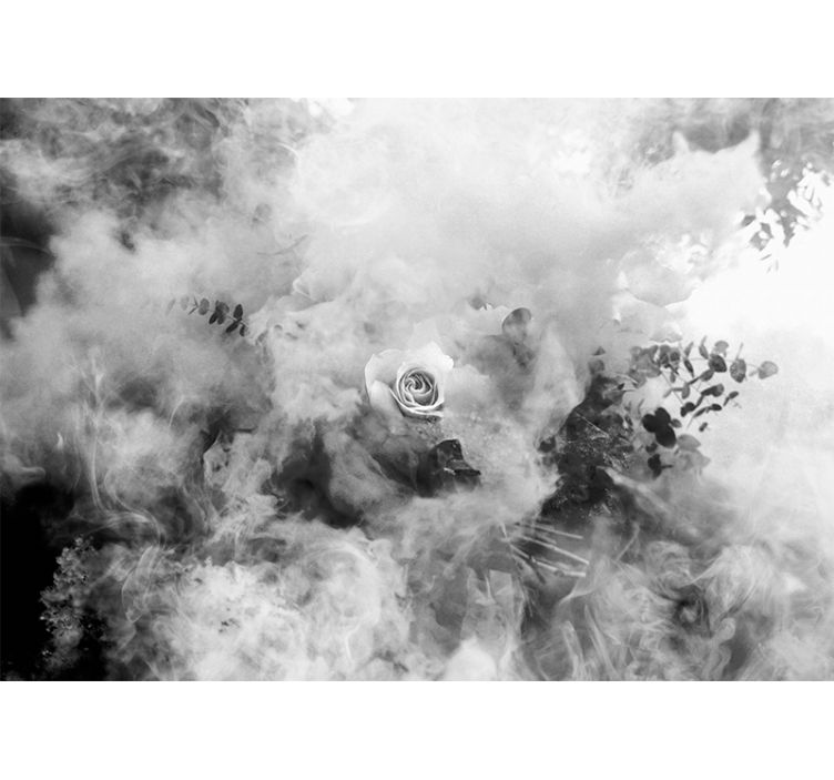 Tapisserie fleur rose blanche éthérée - TenStickers