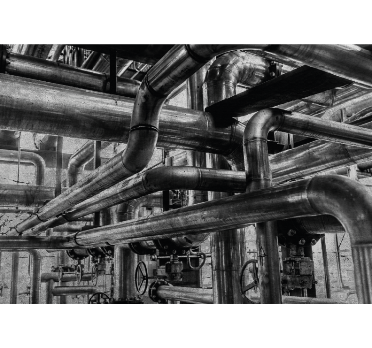 Papier peint moderne Mur de béton industriel avec tuyaux - TenStickers