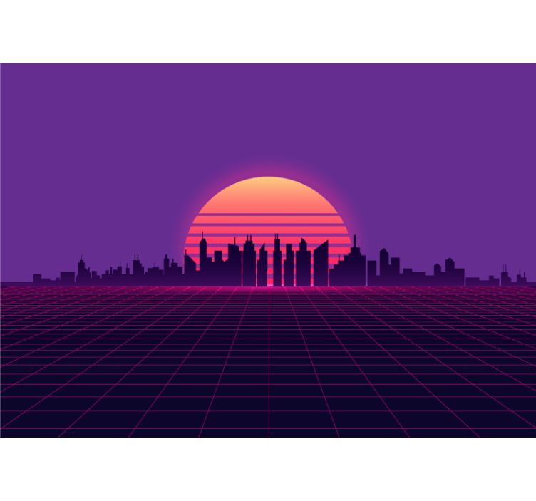 Photo murale coucher de soleil style Vaporwave - TenStickers