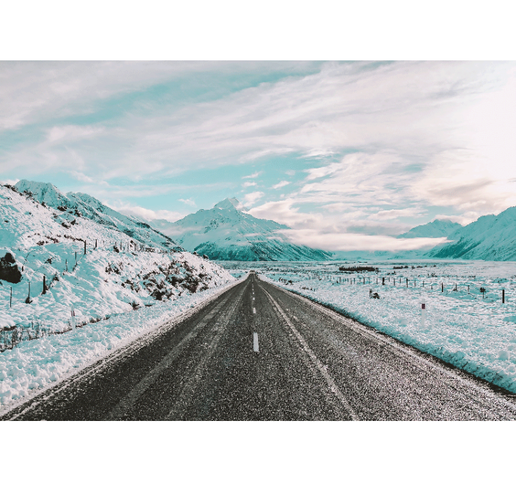 Papier peint intissé chambre adulte Rue avec montagnes et neige - TenStickers