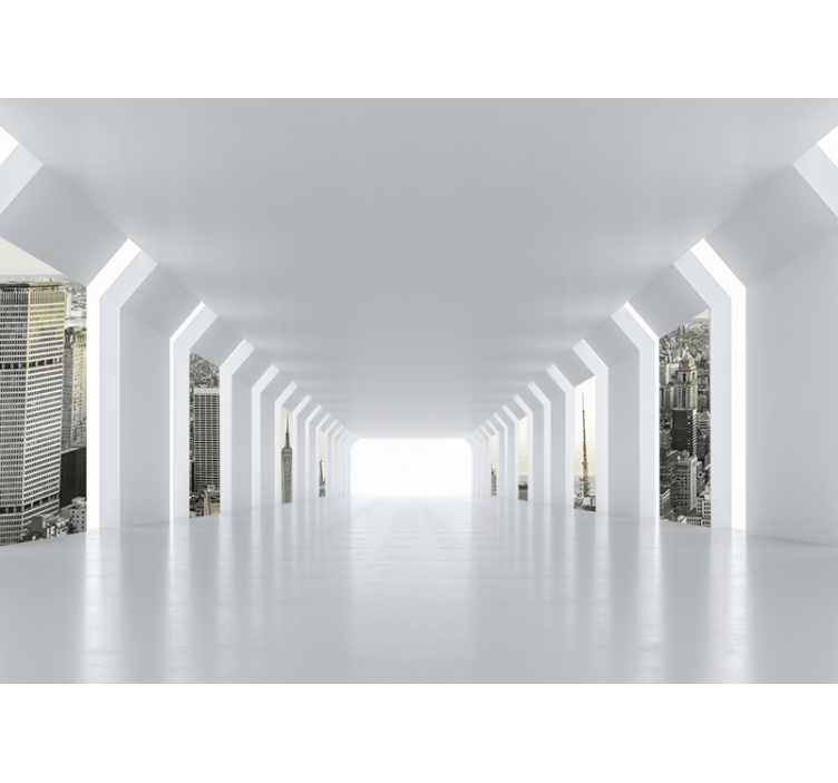 Tapisserie ville vue futuriste de la ville - TenStickers