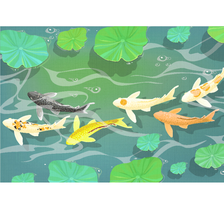 Tapisserie murale animaux étang de carpes koi - TenStickers